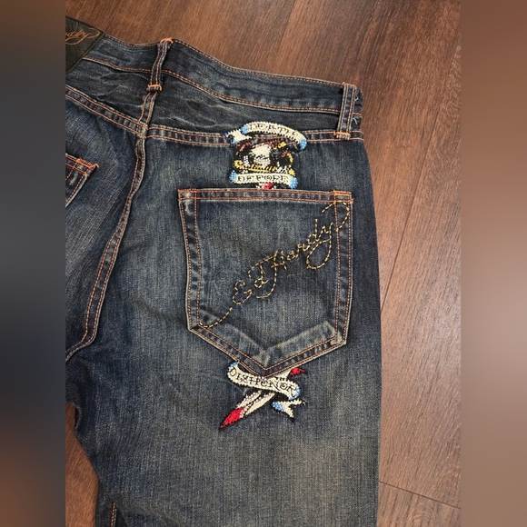 Vintage Ed Hardy Jeans 2000'S Y2K Death Before Dishonor Baggy Denim RARE - Picture 11 of 11